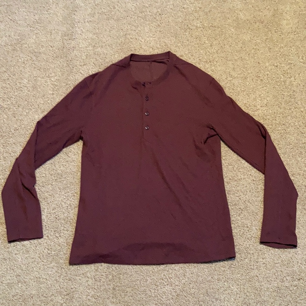 lululemon maroon waffle henley long sleeve men’s S